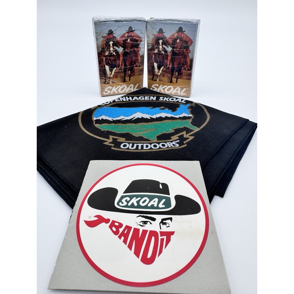 Skoal Sealed Playing Cards 1992 Lot Of 2 Bandanna And Advertising Brochure